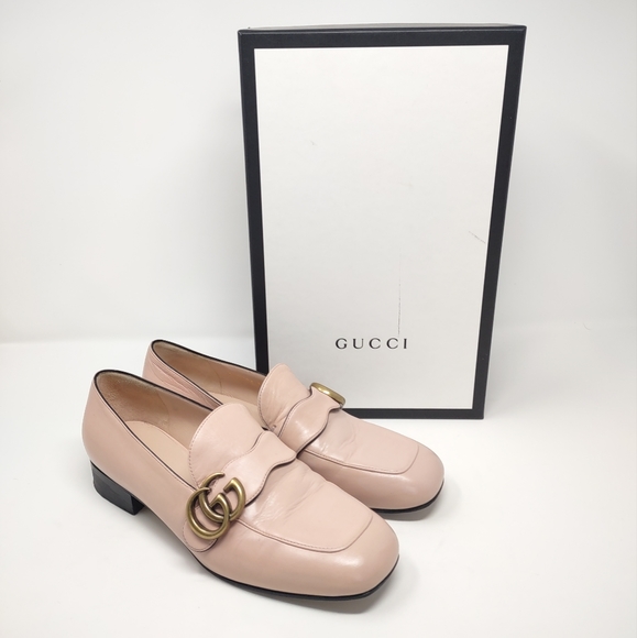 Gucci Marmont size 37 EU pink leather loafers double G - Picture 1 of 12